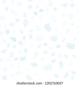 Light BLUE vector seamless natural backdrop with leaves, branches. Doodle illustration of leaves and branches in Origami style. Pattern for design of window blinds, curtains.