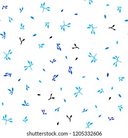 Light BLUE vector seamless natural background with leaves. A vague abstract illustration with leaves in doodles style. Design for textile, fabric, wallpapers.