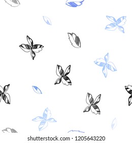 Light BLUE vector seamless natural artwork with leaves. New colorful illustration in doodle style with leaves. Template for business cards, websites.