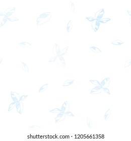 Light BLUE vector seamless natural background with leaves. Brand new colored illustration in blurry style with leaves. Design for textile, fabric, wallpapers.