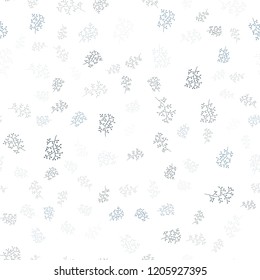 Light BLUE vector seamless natural pattern with leaves, branches. Leaves and branches with gradient on white background. Pattern for trendy fabric, wallpapers.