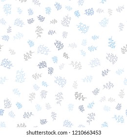 Light BLUE vector seamless natural pattern with leaves, branches. Shining colored illustration with leaves and branches. Pattern for design of fabric, wallpapers.