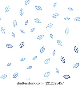 Light BLUE vector seamless natural background with leaves. New colorful illustration in doodle style with leaves. Pattern for trendy fabric, wallpapers.