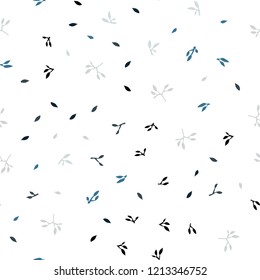 Light BLUE vector seamless natural background with leaves. leaves on blurred abstract background with gradient. Pattern for design of fabric, wallpapers.