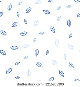 Light BLUE vector seamless natural backdrop with leaves. Sketchy doodles with leaves on blurred background. Design for wallpaper, fabric makers.