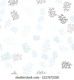 Light BLUE vector seamless natural backdrop with branches. Modern abstract illustration with leaves and branches. Pattern for design of fabric, wallpapers.