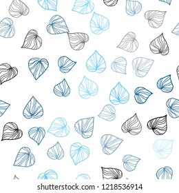 Light BLUE vector seamless natural backdrop with leaves. Brand new colored illustration in blurry style with leaves. Pattern for design of window blinds, curtains.