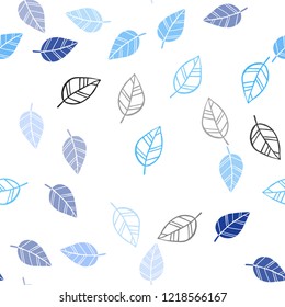 Light BLUE vector seamless natural artwork with leaves. Shining colored illustration with leaves in doodle style. Trendy design for wallpaper, fabric makers.