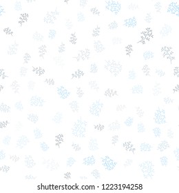 Light BLUE vector seamless natural artwork with leaves, branches. Glitter abstract illustration with leaves and branches. Trendy design for wallpaper, fabric makers.