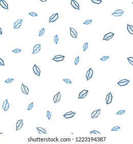 Light BLUE vector seamless natural background with leaves. Shining colored illustration with leaves in doodle style. Texture for window blinds, curtains.