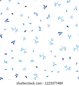 Light BLUE vector seamless natural background with leaves. New colorful illustration in doodle style with leaves. Trendy design for wallpaper, fabric makers.