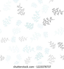 Light BLUE vector seamless natural artwork with branches. Shining colored illustration with leaves and branches. Design for textile, fabric, wallpapers.