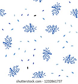 Light BLUE vector seamless natural background with leaves, branches. Modern abstract illustration with leaves and branches. Texture for window blinds, curtains.