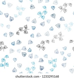 Light BLUE vector seamless natural background with leaves. An elegant bright illustration with leaves in Natural style. Pattern for design of window blinds, curtains.