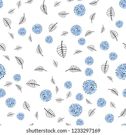 Light BLUE vector seamless natural pattern with leaves, flowers. Modern abstract illustration with leaves and flowers. Pattern for design of fabric, wallpapers.