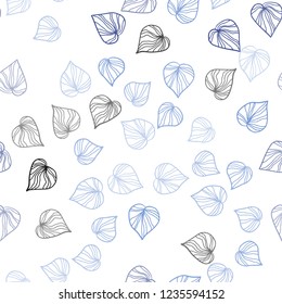Light BLUE vector seamless natural artwork with leaves. New colorful illustration in doodle style with leaves. Design for textile, fabric, wallpapers.