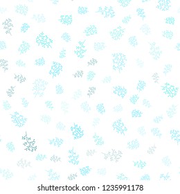 Light BLUE vector seamless natural background with leaves, branches. Glitter abstract illustration with leaves and branches. Pattern for design of window blinds, curtains.