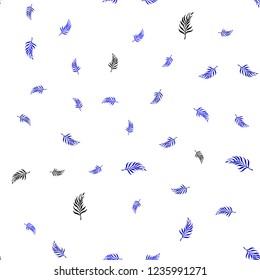 Light BLUE vector seamless natural pattern with leaves. leaves on blurred abstract background with gradient. Design for textile, fabric, wallpapers.