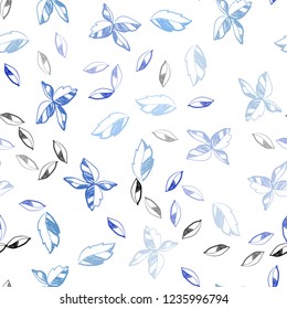 Light BLUE vector seamless natural background with leaves. Modern geometrical abstract illustration with leaves. Pattern for design of fabric, wallpapers.