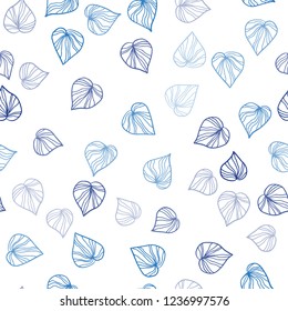 Light BLUE vector seamless natural backdrop with leaves. Creative illustration in blurred style with leaves. Pattern for design of fabric, wallpapers.