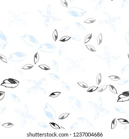 Light BLUE vector seamless natural artwork with leaves. Sketchy doodles with leaves on blurred background. Pattern for trendy fabric, wallpapers.