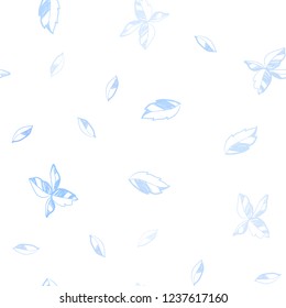 Light BLUE vector seamless natural artwork with leaves. An elegant bright illustration with leaves in Natural style. Template for business cards, websites.