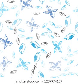 Light BLUE vector seamless natural pattern with leaves. New colorful illustration in doodle style with leaves. Pattern for trendy fabric, wallpapers.