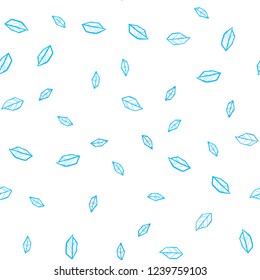 Light BLUE vector seamless natural backdrop with leaves. Decorative illustration with doodles on abstract template. Pattern for trendy fabric, wallpapers.