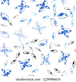 Light BLUE vector seamless natural background with leaves. Modern geometrical abstract illustration with leaves. Pattern for design of fabric, wallpapers.