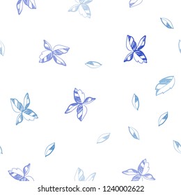 Light BLUE vector seamless natural background with leaves. Blurred decorative design in Indian style with leaves. Template for business cards, websites.