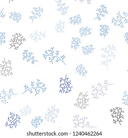 Light BLUE vector seamless natural pattern with branches. Brand new colored illustration with leaves and branches. Texture for window blinds, curtains.