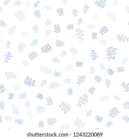 Light BLUE vector seamless natural background with leaves, branches. Leaves and branches with gradient on white background. Trendy design for wallpaper, fabric makers.