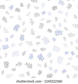 Light BLUE vector seamless natural background with leaves, branches. Colorful illustration in doodle style with leaves, branches. Pattern for design of fabric, wallpapers.