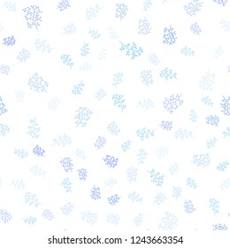 Light BLUE vector seamless natural backdrop with leaves, branches. Leaves and branches with gradient on white background. Template for business cards, websites.