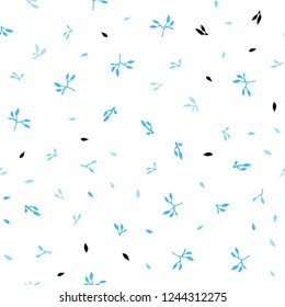 Light BLUE vector seamless natural artwork with leaves. Shining colored illustration with leaves in doodle style. Pattern for design of fabric, wallpapers.