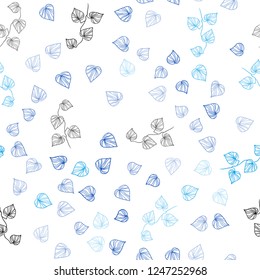 Light BLUE vector seamless natural background with leaves. Modern geometrical abstract illustration with leaves. Pattern for design of fabric, wallpapers.