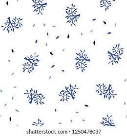 Light BLUE vector seamless natural backdrop with leaves, branches. Creative illustration in blurred style with leaves, branches. Design for textile, fabric, wallpapers.