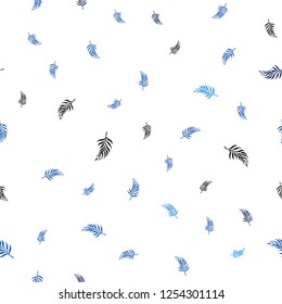Light BLUE vector seamless natural backdrop with leaves. leaves on blurred abstract background with gradient. Design for textile, fabric, wallpapers.