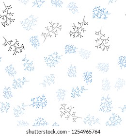 Light BLUE vector seamless natural backdrop with branches. Illustration with doodles on abstract template. Design for wallpaper, fabric makers.