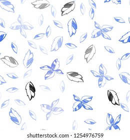 Light BLUE vector seamless natural artwork with leaves. leaves on elegant natural pattern with gradient. Pattern for design of window blinds, curtains.