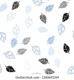 Light Blue vector seamless natural background with leaves. An elegant bright illustration with leaves in Natural style. Pattern for design of window blinds, curtains.