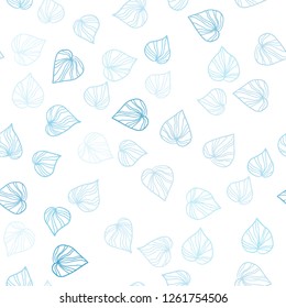 Light BLUE vector seamless natural backdrop with leaves. An elegant bright illustration with leaves in Natural style. Pattern for design of fabric, wallpapers.