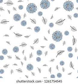 Light BLUE vector seamless natural backdrop with leaves, flowers. Brand new colored illustration with leaves and flowers. Pattern for trendy fabric, wallpapers.