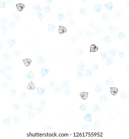 Light BLUE vector seamless natural pattern with leaves. Creative illustration in blurred style with leaves. Trendy design for wallpaper, fabric makers.