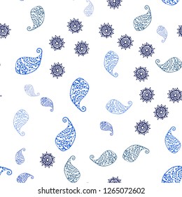 Light BLUE vector seamless natural pattern with leaves and flowers. Modern abstract illustration with leaves and flowers. Template for business cards, websites.