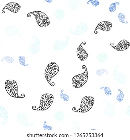 Light BLUE vector seamless natural backdrop with leaves and flowers. Shining colored illustration with leaves and flowers. Pattern for trendy fabric, wallpapers.