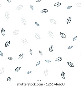 Light BLUE vector seamless natural artwork with leaves. Doodle illustration of leaves in Origami style with gradient. Pattern for design of fabric, wallpapers.