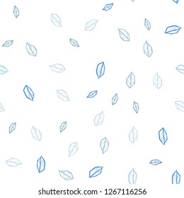 Light BLUE vector seamless natural pattern with leaves. Modern geometrical abstract illustration with leaves. Texture for window blinds, curtains.