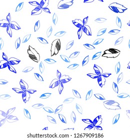 Light BLUE vector seamless natural background with leaves. leaves on blurred abstract background with gradient. Pattern for trendy fabric, wallpapers.