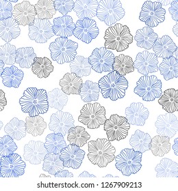 Light BLUE vector seamless natural backdrop with flowers. Brand new colored illustration with flowers. Pattern for design of fabric, wallpapers.